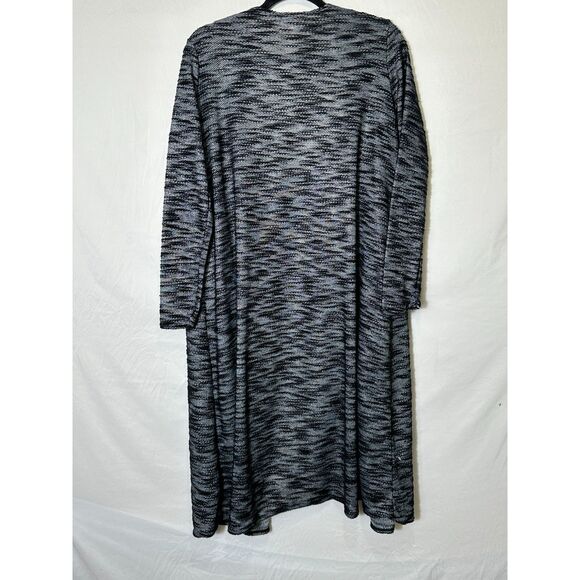 Lularoe Women's Black/Gray/White Marled Open Duster With Pockets Size M Stretch - Picture 3 of 4
